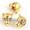 Accesorios de joyería DIY cobre puro micro incrustación circonita cuentas de lujo pequeños accesorios de borla cabeza de leopardo cabeza de tigre cabeza de lobo