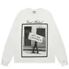 Divertido Independiente Divertido Dibujo Animado Cabeza Grande Cara Gris Cara Grande Tinta Blanca Impresión Digital Directa Camiseta de Manga Larga Top