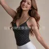 Top de tirantes sexy corto estilo francés con lunares, con sujetador incorporado y hermoso diseño en la espalda, transfronterizo
