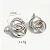 Pendientes de Aleación de Doble Aro Europeos y Americanos para Mujer, Temperamento de Moda, Celebridad de Internet, Ins, Pendientes de Acero Inoxidable de Color Sólido, Adornos para Orejas