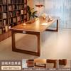 Escritorio de Madera Maciza Seleccionada para Sala de Estar, Mesa para Leer y Estudiar, Escritorio Doble para Uso Doméstico, Mesa Multifuncional, Estación de Trabajo
