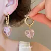 Amorzinho~ Conjunto de Colar e Brincos Coração com Contas de Cristal Agulha de Prata, Acessórios de Design Moderno Fofo Estilo Doce
