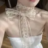 Bufanda Larga de Seda con Lunares y Encaje Estilo Ins Coreano Cinta Femenina Primavera y Verano Sexy en Capas Versátil Collar Decorativo