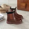Botas de Cuero para Niñas 2025 Invierno Nuevos Zapatos Cálidos de Terciopelo y Piel para Niños Suela Suave Antideslizantes Botas Martin de Princesa para Bebé