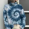 Estación Independiente de Amazon Temu Chaqueta Cardigan Suéter de Cuello Alto Estampado Abstracto Tie-Dye 3D para Mujer E127