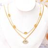 Estilo coreano Estilo coreano Oval Diamante completo Ojos azules Doble hueco Gota de agua Colgante Collar clavícula Pulsera gruesa Aretes Mujer