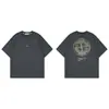 Camiseta de Verão com Estampa de Pedra Transfronteiriça, Manga Curta, Estampa de Bússola, Espuma 3D, Gola Redonda, Ombro Caído, Casual, Caimento Solto, Unissex