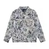Chaqueta de Mezclilla Lavada con Flecos Jacquard y Estampado Tie-Dye para Adolescentes, Estilo Americano High Street, Chaqueta Superior para Hombre