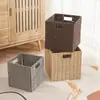 Cesta de armazenamento de rattan dobrável Cesta dobrável simples para roupas sujas e roupas íntimas Cesta quadrada para armazenamento de brinquedos e lanches
