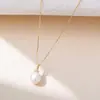 Collar de Moda de Plata de Ley 925 con Perla Natural para Mujer Cadena para Clavícula de Diseño de Nicho Ins de Lujo Ligero Europeo y Americano con Diamante Circonita
