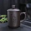 Caneca de Chá para Escritório de Areia Roxa Mineral Original com Gravação, Caneca de Água Grande Personalizada com Tampa, Xícara de Chá, Caneca de Cerâmica, Personalizada