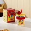 Caneca do Shin-Chan Copo de Cerâmica com Canudo para Casa Copo de Suco Estudante Prático Presente de Aniversário Copo para Casal Feminino