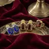 Pendientes de Cubos de Azúcar con Piedras Preciosas Estilo Palacio Vintage de Qingdao, Lujo Ligero, Gama Alta, Elegantes, Modernos, Versátiles, Pendientes de Nicho para Mujer