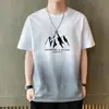 Camiseta de Manga Curta Atacado Masculina Tendência de Verão Marca Cor Degradê Manga Curta Design Masculino Senso de Design Nicho Sensação Cool Respirável Camiseta