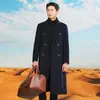 Abrigo de Lana Hecho a Mano de Doble Cara para Hombre de Otoño e Invierno, Abrigo de Lana Largo hasta Debajo de la Rodilla de Doble Botonadura para Negocios Casual, Gabardina para Hombre