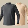280g Terciopelo AlemánOtoño/Invierno Doble Cara Cepillado Terciopelo Cuello Alto Manga Larga para Hombre Caliente Capa Base Ropa de Otoño Camiseta Interior