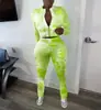 H173 Traje Deportivo Casual para Mujer Estilo Europeo y Americano Otoño e Invierno Estampado Tie-Dye Cuello Alto Manga Larga Pantalones