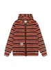 Sudadera de punto con capucha a rayas de bloques de color bordada estilo caricatura americana para hombre y mujer, nueva chaqueta casual holgada de otoño, estilo perezoso