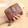 Cartera Corta para Mujer Estilo Coreano Cuero Cera de Aceite Monedero Moda Hebilla Cremallera Tarjetero para Licencia de Conducir