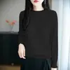 Suéter de Lana de Punto Fino para Mujer, Cuello Semi Alto, Ribete de Encaje, Manga Larga, Corte Holgado, Camisa Base Elegante con Calados