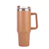 Copo de Carro com Alça 40oz Aço Inoxidável 304 com Canudo Copo Térmico Copo de Gelo a Vácuo Grande Capacidade Copo Portátil para Uso no Carro