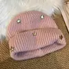 Gorro grueso estilo coreano de estrella azul tridimensional cálido para mujer, turbante de otoño e invierno, gorro de punto adelgazante para clima frío