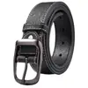 Cinturón de Moda Trendy para Hombre Estilo Casual Hong Kong Hebilla de Pin Retro Cintura Ancha Versátil Negro Dropshipping