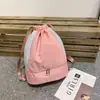 Bolsa de Ginástica Simples de Grande Capacidade Bolsa de Natação com Compartimento Seco e Úmido Compartimento Independente para Sapatos Bolsa de Yoga Mochila com Bolso de Cordão