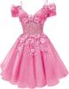 Vestidos Curtos Brilhantes para Noite Ombro a Ombro Apliques Tule Vestidos de Cocktail Robe De Cocktail Vestidos de Formatura 2026