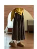 Falda de mujer estilo japonés vintage con estampado floral para otoño e invierno, falda de paraguas línea A, adelgazante y favorecedora, falda de lana de longitud media