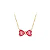 Collar Estilo Wang Xingyue Colgante Mini Lazo Rojo Sentido de Diseño Nicho Cadena Dorada Elegante para Clavícula para Hombres y Mujeres