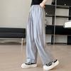 Pantalones para Niñas Primavera y Otoño 2025 Nuevo Estilo Occidental Sueltos Niñas Grandes Pantalones de Moda de Pierna Ancha de Seda Helada Arrugada Yamamoto