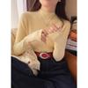 Camiseta Interior Gris para Mujer Principios de Otoño 2025 Nuevo Top de Punto Negro con Suéter Suéter de Cuello Alto Medio Otoño e Invierno