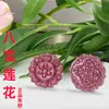 Pendente de Cinábrio Mineral Cru de Alto Teor Natural Areia Dourada Roxa Talismã Flor de Lótus Oito Tesouros Pendente Unissex Par Colar da Fortuna
