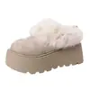 Zapatos Birkenstock de Suela Gruesa para Aumentar la Altura con Forro de Felpa Botas de Nieve Zuecos Cerrados Zapatillas de Algodón Peludas Ropa de Invierno para Exteriores para Mujer Nuevo Estilo 2026