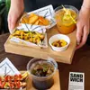 Bandeja Descartável de Papel Kraft para Sanduíche e Café da Manhã com Suporte para Copo de Café ou Chá com Leite Bandeja Comercial Impressa com Logo