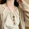 Novo Colar Longo de Pena Antigo Estilo Chinês Zen Feminino Vintage Estilo Étnico Distintivo Versátil Corrente de Lã Corrente da Clavícula Moderno