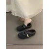 Zapatos planos tipo Mary Jane de ante marrón, puntera profunda, puntera redonda, para mujer, nueva colección otoño/invierno 2025, estilo retro, con forro adicional para abrigar, zapatos de algodón estilo Birkenstock