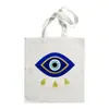 Bolso de Lona Estampado Ojo Turco Azul Bolso de Hombro Bolso Plegable Bolso Tote Bolso de Compras Comercio Exterior