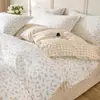 Juego de Ropa de Cama de Cuatro Piezas Sábana 100% Algodón Puro Funda Nórdica Juego de Tres Piezas para Dormitorio Funda de Colcha Cubierta de Cama Juego de Sábanas Ajustables de Cuatro Piezas