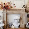 Madera Sólida Americana Retro B&B Chimenea Gabinete Decorativo Estilo Francés Europeo Simple Estante de Chimenea Accesorios para Fotografía de Bodas