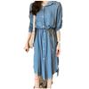 Vestido de primavera para mujer, de manga larga, estilo coreano, elegante, ligero, de longitud media, ajustado, con cordones, para chica gordita