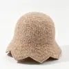 Novo chapéu de pescador de tricô com renda vazada em mistura de lã, estilo coreano, moderno e versátil, faz o rosto parecer menor, chapéu bucket estilo fada