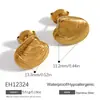 Aretes de Titanio Estilo Océano Concha Sencillo Versátil Textura Yu Hui Chapado en Oro de 18K Impermeables Pendientes de Acero Inoxidable