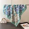 Pañuelo Cuadrado de Seda Artificial con Estampado Fresco de Primavera y Verano, Versátil y de Alta Gama, Pañuelo para el Cuello, Pañuelo para la Cabeza, Pañuelo de Seda, Bufanda