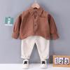 Traje de niño primavera y otoño 2023, nueva ropa infantil, ropa de bebé, camisa de pana de primavera para niños, conjunto de dos piezas