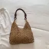 Bolso Tejido de Gran Capacidad para Mujer 2026 Nuevo Primavera Vacaciones en la Costa Bolso de Paja Elegante Bolso Tote de Hombro para Viajar