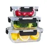 Juego de fiambrera de vidrio y recipiente para almacenamiento de alimentos, apto para microondas, fiambrera sellada para el hogar, caja de almacenamiento de cocina