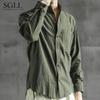 Camisa de Lino para Hombre Manga Larga Otoño Estilo Chino Camisa de Hombre Suelta Talla Grande Chaqueta de Hombre Algodón Lino Top Casual