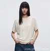 Estilo Minimalista para o Teto! Camiseta de Tricô Leve e Respirável 100% Seda de Amora com Gola Redonda Simples e Caimento Relaxado